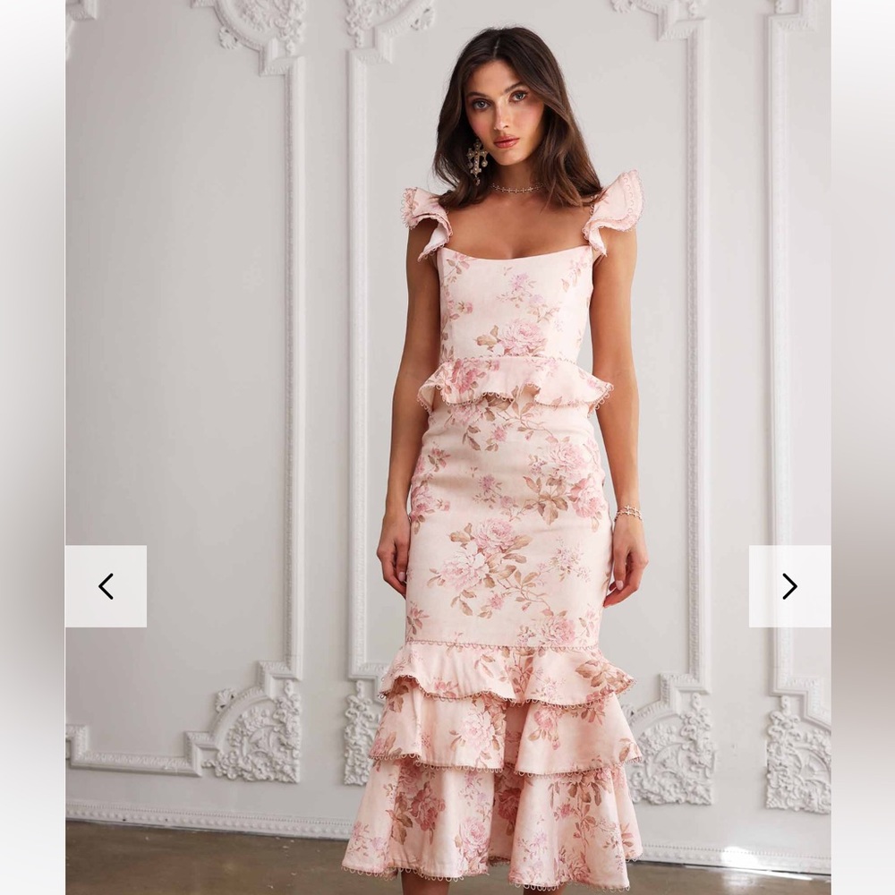 Floral Pink Ruffle Dress